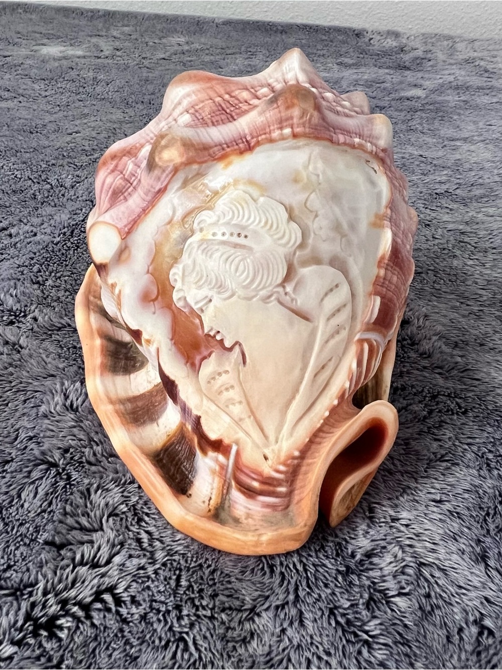 Vintage Italian Hand Carved Conch Seashell Cameo